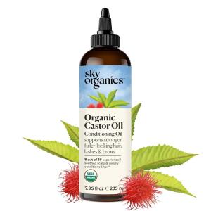 imageSky Organics USDA Organic Castor Oil with Rosemary Oil Strengthening Oil Pure Potent Blend Hexane Free Invigorates Scalp Supports Stronger FullerLooking Hair Textured Hair w ebook795 Fl Oz Pack of 1