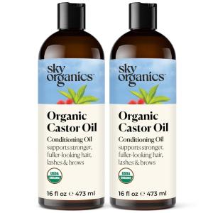 imageSky Organics USDA Organic Castor Oil with Rosemary Oil Strengthening Oil Pure Potent Blend Hexane Free Invigorates Scalp Supports Stronger FullerLooking Hair Textured Hair w ebook16 Fl Oz Pack of 2
