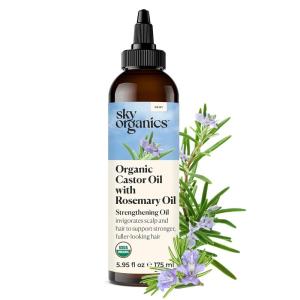 imageSky Organics USDA Organic Castor Oil with Rosemary Oil Strengthening Oil Pure Potent Blend Hexane Free Invigorates Scalp Supports Stronger FullerLooking Hair Textured Hair w ebook595 Fl Oz with Rosemary Pack of 1