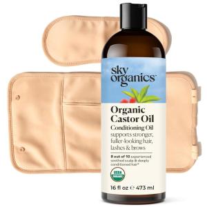 imageSky Organics USDA Organic Castor Oil with Rosemary Oil Strengthening Oil Pure Potent Blend Hexane Free Invigorates Scalp Supports Stronger FullerLooking Hair Textured Hair w ebook16 Fl Oz Kit Pack of 1