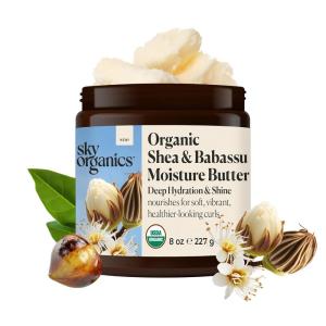 imageSky Organics USDA Organic Shea ampamp Babassu Moisture Butter Deeply Hydrating Nourishing Soft Shiny HealthierLooking Curls Tames Frizz Boosts Shine Conditions Curly Hair 8 Oz w Ebook