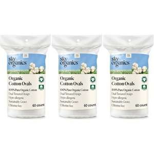 image:imageSky Organics Organic Cotton Large Pads for Makeup Removal Cleansing Toner Application 100 Pure Organic Cotton GOTS Certified Dual Textured Design 120 Count with eBook60 Count Pack of 3