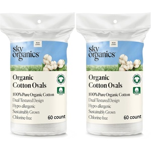 image:imageSky Organics Organic Cotton Large Pads for Makeup Removal Cleansing Toner Application 100 Pure Organic Cotton GOTS Certified Dual Textured Design 120 Count with eBook60 Count Pack of 2