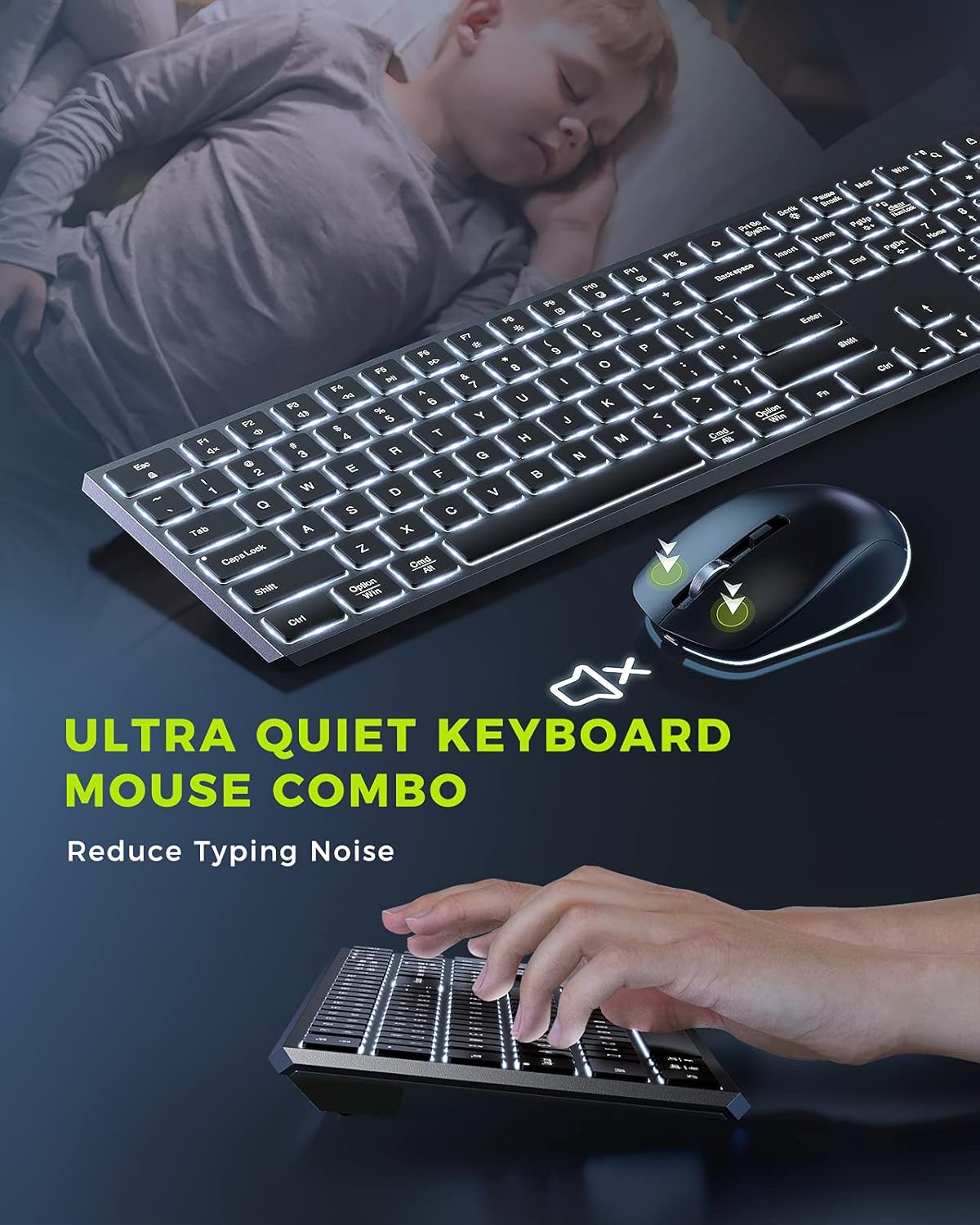 seenda Backlit Wireless Keyboard and Mouse for Mac  Full Size Rechargeable Wireless Illuminated Keyboard with USB and Type C Receiver for MacBook ProAir Windows PC Laptop Computers  Gray