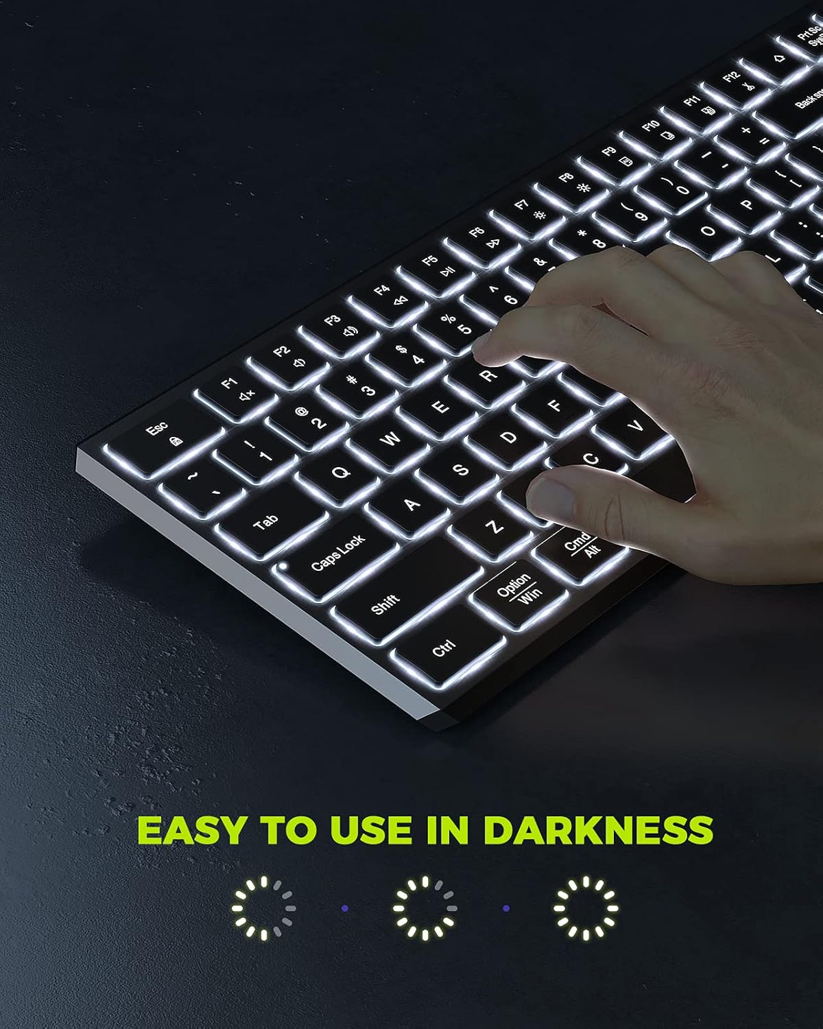 seenda Backlit Wireless Keyboard and Mouse for Mac  Full Size Rechargeable Wireless Illuminated Keyboard with USB and Type C Receiver for MacBook ProAir Windows PC Laptop Computers  Gray