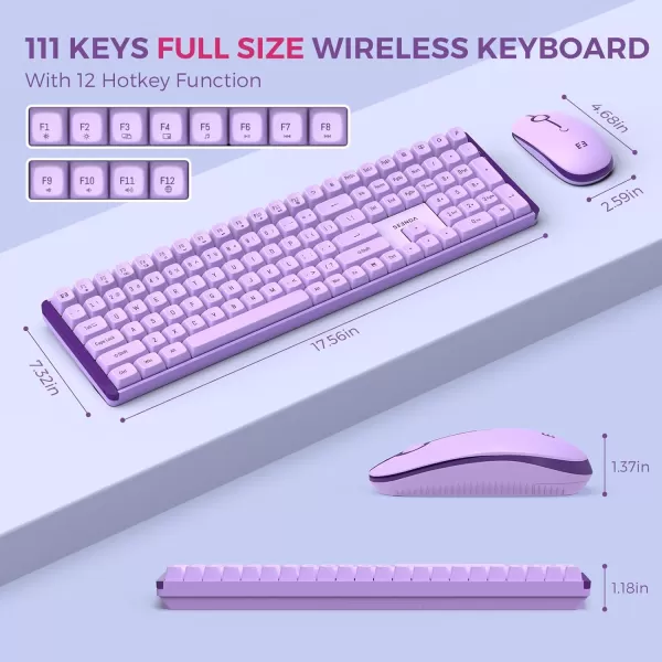 Seenda Wireless Keyboard and Mouse Combo Mechanical Wireless Performance Keyboard Linear Quiet RED Switches 24 GHz WirelessMouse with Full Size Keyboard for PC Laptop Windows Mac Purple