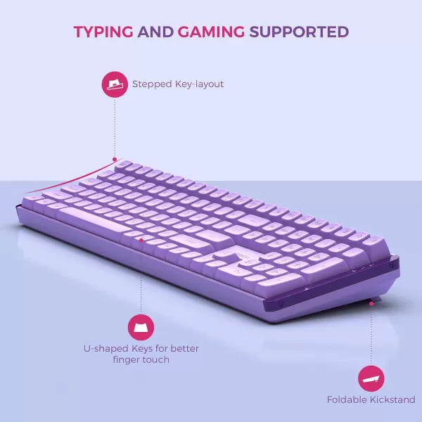 Seenda Wireless Keyboard and Mouse Combo Mechanical Wireless Performance Keyboard Linear Quiet RED Switches 24 GHz WirelessMouse with Full Size Keyboard for PC Laptop Windows Mac Purple