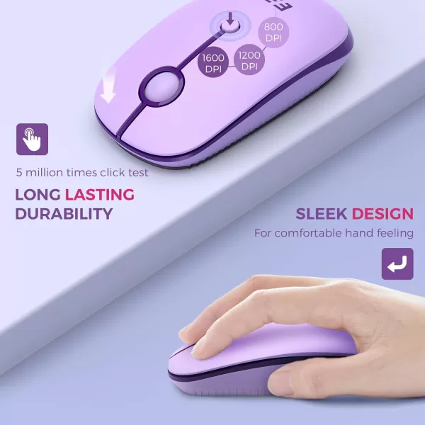 Seenda Wireless Keyboard and Mouse Combo Mechanical Wireless Performance Keyboard Linear Quiet RED Switches 24 GHz WirelessMouse with Full Size Keyboard for PC Laptop Windows Mac Purple