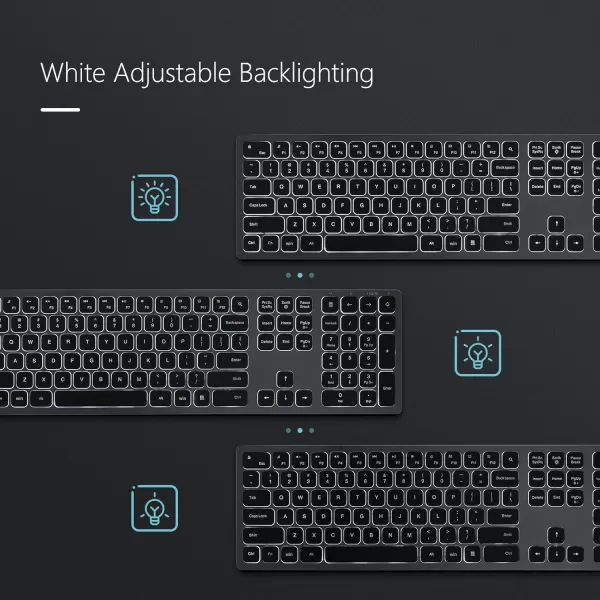 Wireless Backlit Keyboard and Mouse Combo Light Up Silent Keys 24G Full Size Rechargeable Illuminated Keyboard and Mouse with USB Receiver for Windows PC Computer Laptop Desktop Space Grey