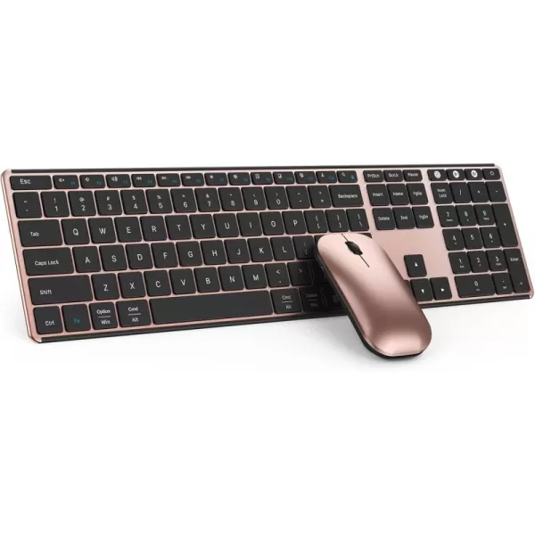 seenda Bluetooth Keyboard and Mouse Combo USB  Dual BT MultiDevice Rechargeable Wireless Bluetooth Mouse and Keyboard Compatible for Win 7810 MacBook ProAir iPad Tablet  Black Rose GoldBlack Rose Gold