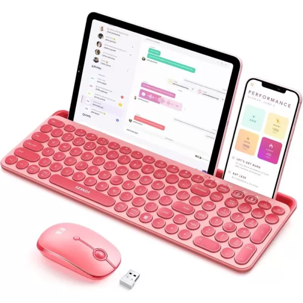 seenda Bluetooth Keyboard and Mouse for iPad MultiDevice Bluetooth  24G Wireless Keyboard Mouse with Tablet Holder for MacBookWindows Computer iOSAndriod Tablet Phone Blue ampamp PurpleCoral Pink