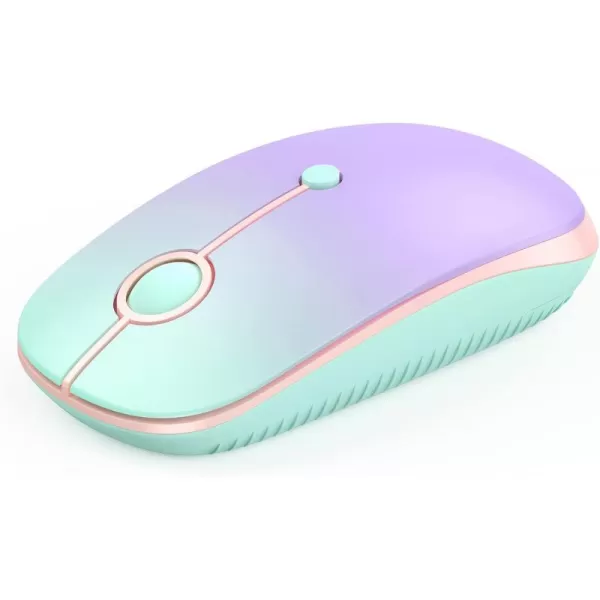 seenda Bluetooth Mouse  Dual Mode Bluetooth 40  24GHz Mouse with USB Receiver Wireless Slim Portable MultiDevice Mice for iPad MacBook Laptop PC Gradient Mint Green to Purple