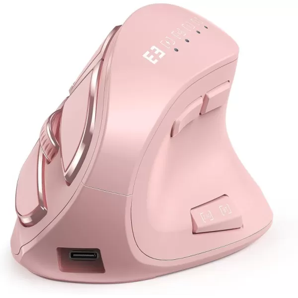 seenda Ergonomic Mouse Wireless Vertical Mouse  Rechargeable Optical Mice for MultiPurpose Bluetooth 50  Bluetooth 30  USB Connection Compatible Apple Mac Windows Computers  PinkPink