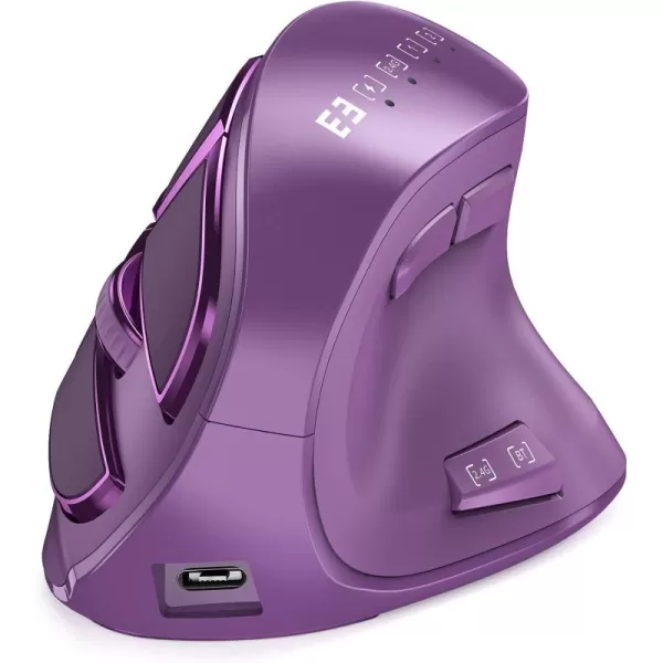 seenda Ergonomic Mouse Wireless Vertical Mouse  Rechargeable Optical Mice for MultiPurpose Bluetooth 50  Bluetooth 30  USB Connection Compatible Apple Mac Windows Computers  PinkPurple