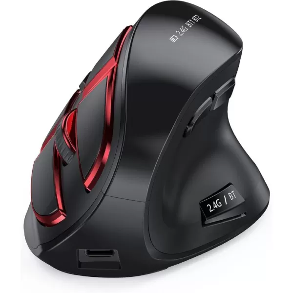 seenda Ergonomic Mouse Wireless Vertical Mouse  Rechargeable Optical Mice for MultiPurpose Bluetooth 50  Bluetooth 30  USB Connection Compatible Apple Mac Windows Computers  PinkRed and Black