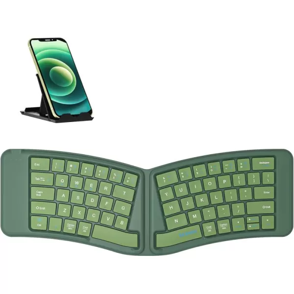 seenda Foldable Bluetooth Keyboard MultiDevice Wireless Folding Keyboard for Travel Ultra Slim Ergonomic Design with Stand Holder Portable Keyboard for Smartphone Tablet Laptop PurpleGreen