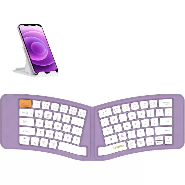 seenda Foldable Bluetooth Keyboard MultiDevice Wireless Folding Keyboard for Travel Ultra Slim Ergonomic Design with Stand Holder Portable Keyboard for Smartphone Tablet Laptop PurplePurple