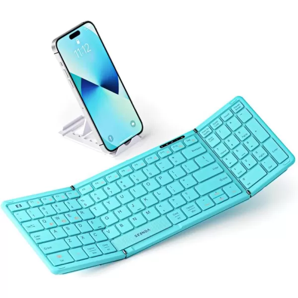 seenda Foldable Bluetooth Keyboard for Travel Portable Wireless Folding Keyboard with Number Pad FullSize Rechargeable Keyboard for Laptop Tablet PC Mac Windows iOS Android  Purple PinkGreen