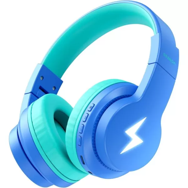 seenda Kids Bluetooth Headphones Colorful Wireless Over Ear Headset with 85dB94dB Volume Limited 45H Playtime 3 Lighting Modes Builtin Mic Headphones for Boys Girls iPad Tablet School Dark BlueOcean Blue