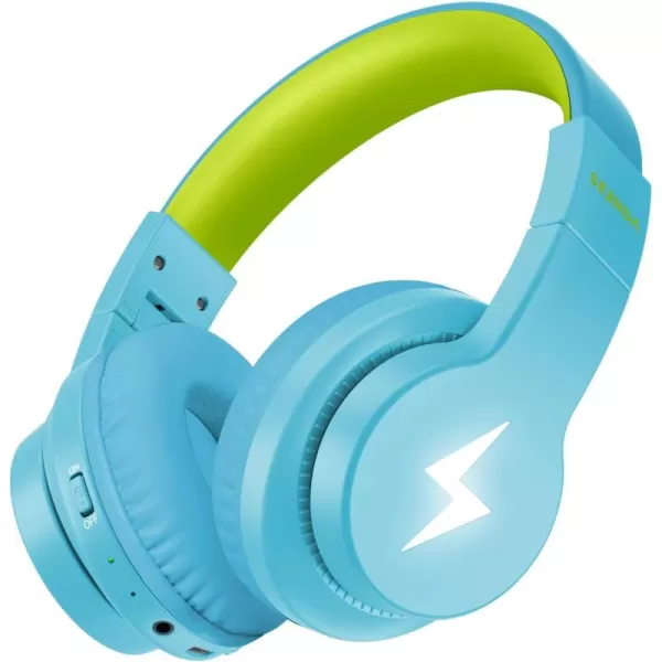 seenda Kids Bluetooth Headphones Colorful Wireless Over Ear Headset with 85dB94dB Volume Limited 45H Playtime 3 Lighting Modes Builtin Mic Headphones for Boys Girls iPad Tablet School Dark BlueLight Blue