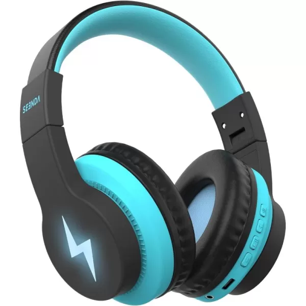 seenda Kids Bluetooth Headphones Colorful Wireless Over Ear Headset with 85dB94dB Volume Limited 45H Playtime 3 Lighting Modes Builtin Mic Headphones for Boys Girls iPad Tablet School Dark BlueBlue