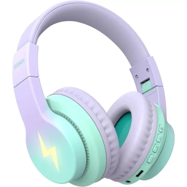 seenda Kids Bluetooth Headphones Colorful Wireless Over Ear Headset with 85dB94dB Volume Limited 45H Playtime 3 Lighting Modes Builtin Mic Headphones for Boys Girls iPad Tablet School Dark BlueGreen