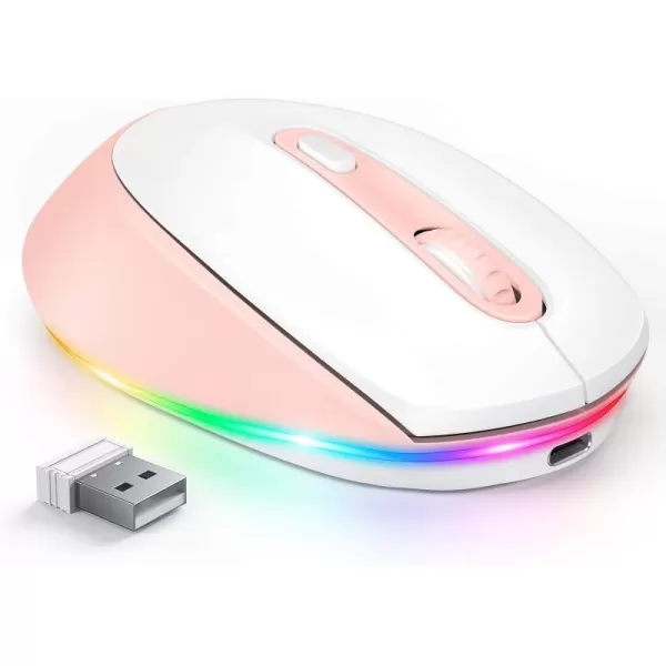 seenda Rechargeable Wireless Mouse Light Up Mouse for Laptop Small Cordless Mice with Quiet Click ampamp LED Lights for Kids Chromebook Windows Mac PC Computer  BlackChromebook Pink Mouse for Laptop