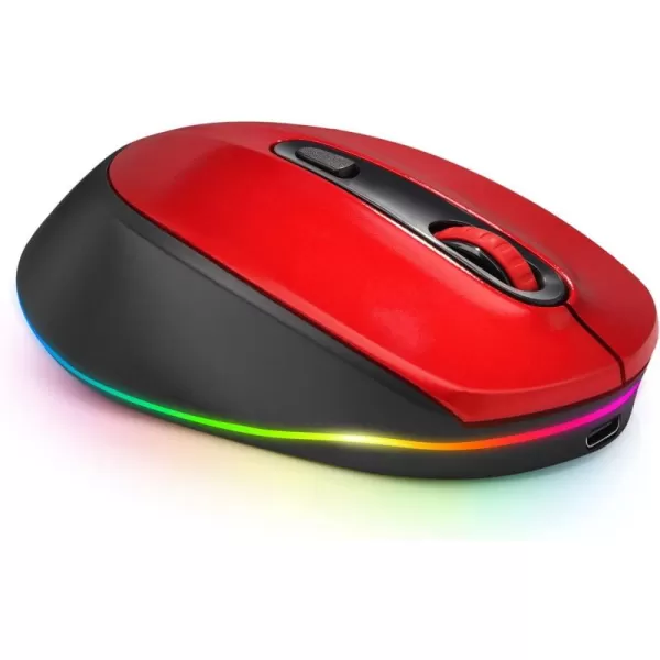 seenda Rechargeable Wireless Mouse Light Up Mouse for Laptop Small Cordless Mice with Quiet Click ampamp LED Lights for Kids Chromebook Windows Mac PC Computer  BlackBlack and Red