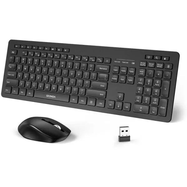 seenda Wireless Keyboard and Mouse Combo 24GHz Wireless Quiet Keyboard Mouse with USB Receiver Full Size Cute Wireless Keyboard Mouse Set for Windows Laptop Computer Desktop PurpleBlack