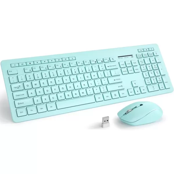 seenda Wireless Keyboard and Mouse Combo 24GHz Wireless Quiet Keyboard Mouse with USB Receiver Full Size Cute Wireless Keyboard Mouse Set for Windows Laptop Computer Desktop PurpleBlue