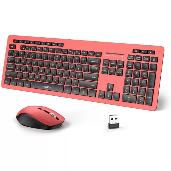 seenda Wireless Keyboard and Mouse Combo 24GHz Wireless Quiet Keyboard Mouse with USB Receiver Full Size Cute Wireless Keyboard Mouse Set for Windows Laptop Computer Desktop PurpleReddish Orange and Black
