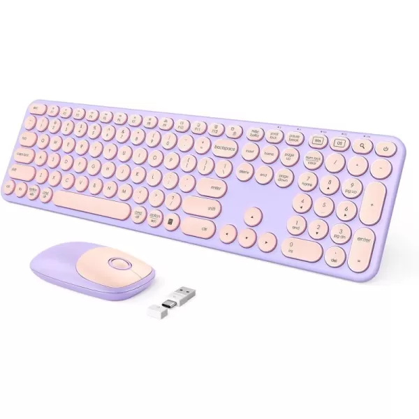seenda Wireless Keyboard and Mouse USB ampamp Type C Keyboard Mouse Combo Full Size Pink Wireless Keyboard Compatible for Win 7810 MacBook ProAir Laptop PC  Pink PurplePink Purple