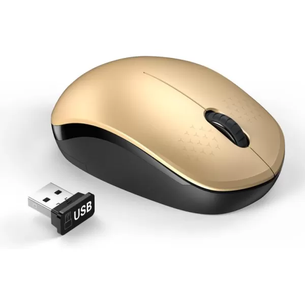 seenda Wireless Mouse 24G Noiseless Mouse with USB Receiver Portable Computer Mice for PC Tablet Laptop Notebook with Windows System  PinkGold and Black