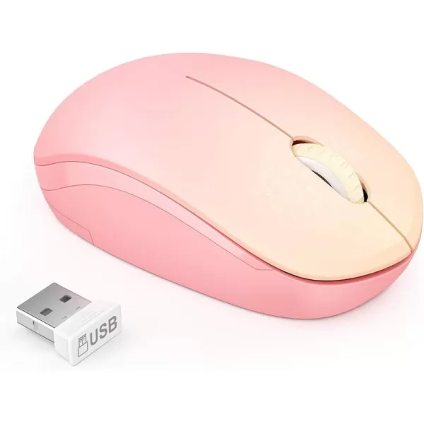 seenda Wireless Mouse 24G Noiseless Mouse with USB Receiver Portable Computer Mice for PC Tablet Laptop Notebook with Windows System  PinkGradient Pink