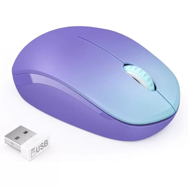 seenda Wireless Mouse 24G Noiseless Mouse with USB Receiver Portable Computer Mice for PC Tablet Laptop Notebook with Windows System  PinkGradient Purple
