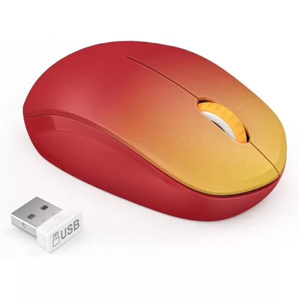 seenda Wireless Mouse 24G Noiseless Mouse with USB Receiver Portable Computer Mice for PC Tablet Laptop Notebook with Windows System  PinkGradient Red