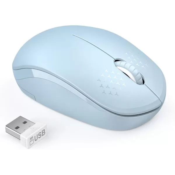 seenda Wireless Mouse 24G Noiseless Mouse with USB Receiver Portable Computer Mice for PC Tablet Laptop Notebook with Windows System  PinkLight Blue