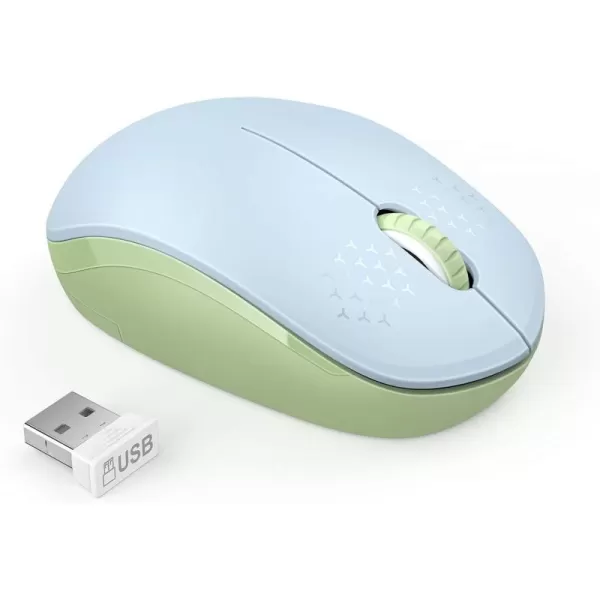 seenda Wireless Mouse 24G Noiseless Mouse with USB Receiver Portable Computer Mice for PC Tablet Laptop Notebook with Windows System  PinkLight Blue and Green