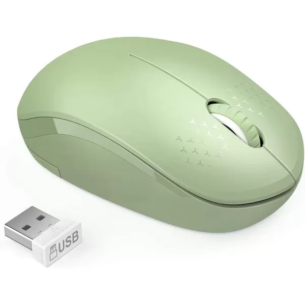 seenda Wireless Mouse 24G Noiseless Mouse with USB Receiver Portable Computer Mice for PC Tablet Laptop Notebook with Windows System  PinkOlive Green