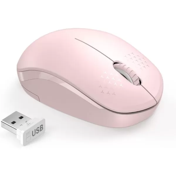 seenda Wireless Mouse 24G Noiseless Mouse with USB Receiver Portable Computer Mice for PC Tablet Laptop Notebook with Windows System  PinkPink