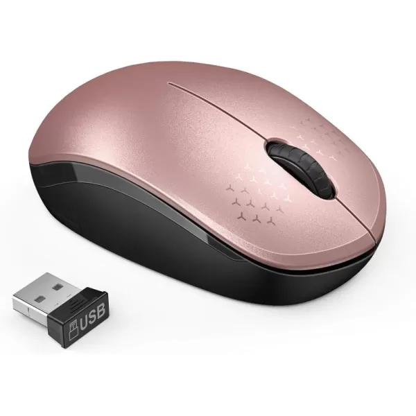 seenda Wireless Mouse 24G Noiseless Mouse with USB Receiver Portable Computer Mice for PC Tablet Laptop Notebook with Windows System  PinkRose Gold and Black