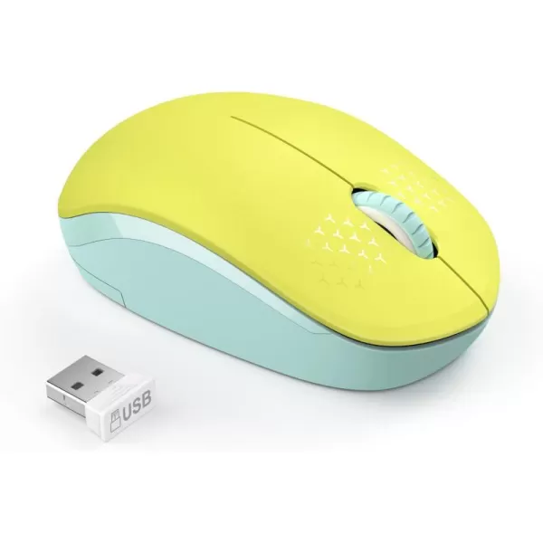 seenda Wireless Mouse 24G Noiseless Mouse with USB Receiver Portable Computer Mice for PC Tablet Laptop Notebook with Windows System  PinkYellow and Green