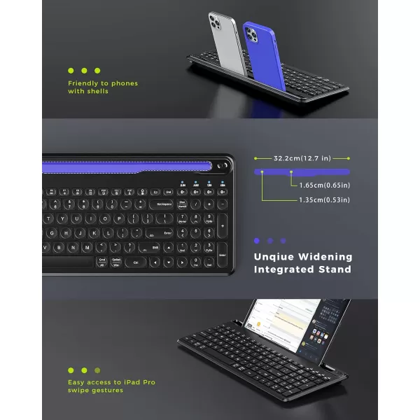 seenda Backlit MultiDevice Bluetooth Keyboard for Tablet Phone Computer  Wireless Illuminated Rechargeable Keyboard with Number Pad Connect Up to 4 Devices Compatible Mac Android iOS Windows