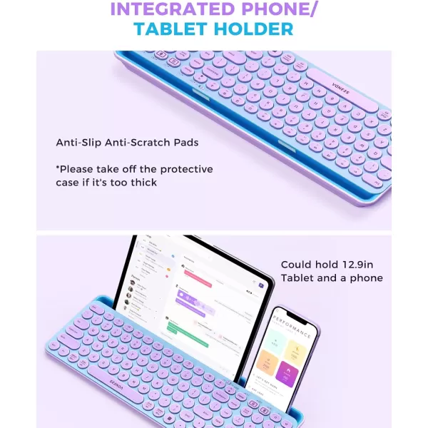 seenda Bluetooth Keyboard and Mouse for iPad MultiDevice Bluetooth  24G Wireless Keyboard Mouse with Tablet Holder for MacBookWindows Computer iOSAndriod Tablet Phone Blue ampamp PurpleBlue  Purple