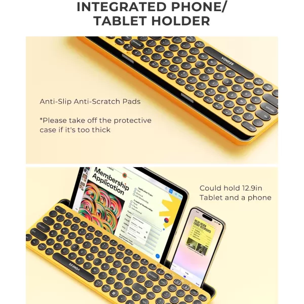seenda Bluetooth Keyboard and Mouse for iPad MultiDevice Bluetooth  24G Wireless Keyboard Mouse with Tablet Holder for MacBookWindows Computer iOSAndriod Tablet Phone Blue ampamp PurpleBlack  Yellow