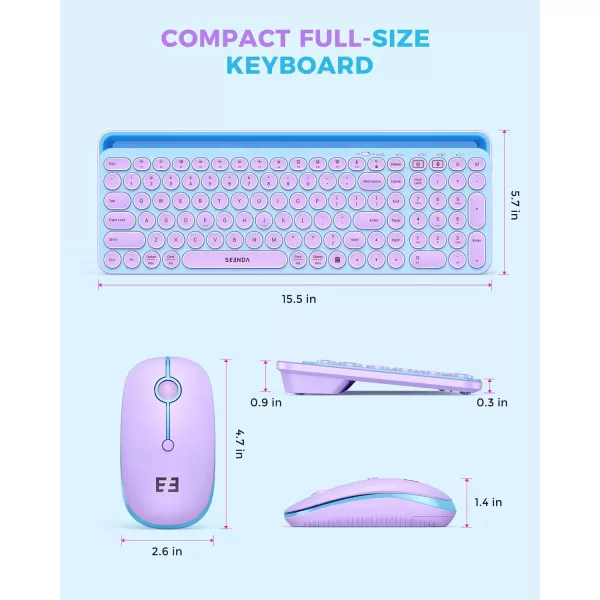 seenda Bluetooth Keyboard and Mouse for iPad MultiDevice Bluetooth  24G Wireless Keyboard Mouse with Tablet Holder for MacBookWindows Computer iOSAndriod Tablet Phone Blue ampamp PurpleBlue  Purple