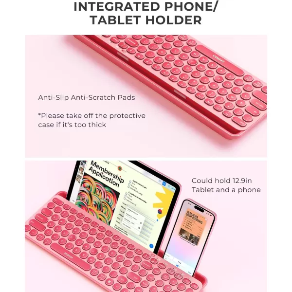 seenda Bluetooth Keyboard and Mouse for iPad MultiDevice Bluetooth  24G Wireless Keyboard Mouse with Tablet Holder for MacBookWindows Computer iOSAndriod Tablet Phone Blue ampamp PurpleCoral Pink