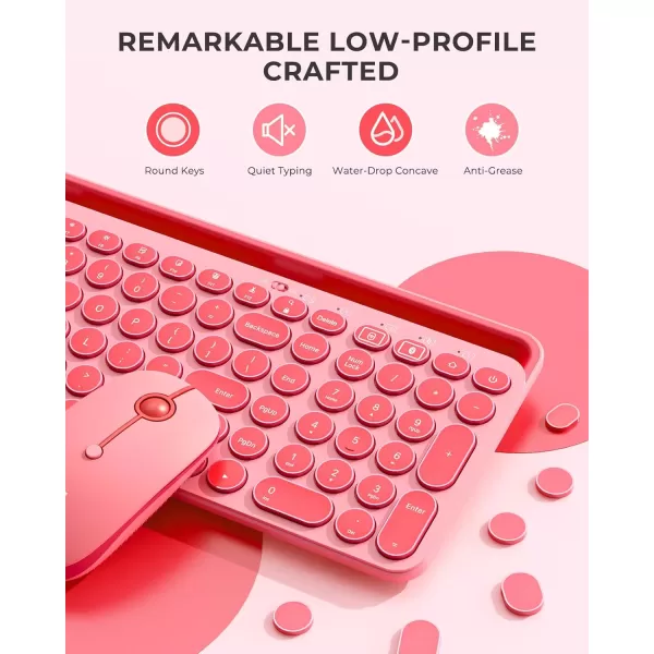 seenda Bluetooth Keyboard and Mouse for iPad MultiDevice Bluetooth  24G Wireless Keyboard Mouse with Tablet Holder for MacBookWindows Computer iOSAndriod Tablet Phone Blue ampamp PurpleCoral Pink