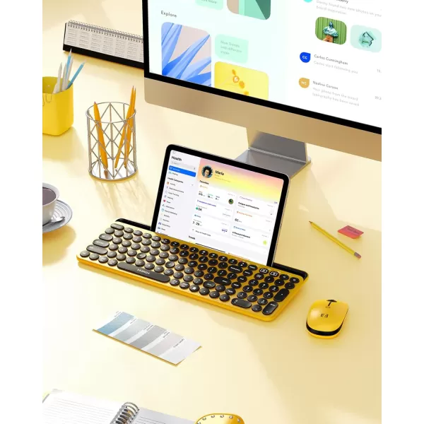 seenda Bluetooth Keyboard and Mouse for iPad MultiDevice Bluetooth  24G Wireless Keyboard Mouse with Tablet Holder for MacBookWindows Computer iOSAndriod Tablet Phone Blue ampamp PurpleBlack  Yellow