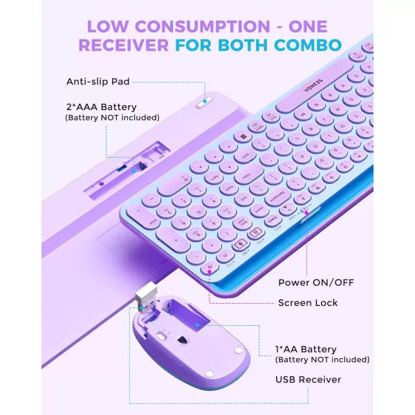 seenda Bluetooth Keyboard and Mouse for iPad MultiDevice Bluetooth  24G Wireless Keyboard Mouse with Tablet Holder for MacBookWindows Computer iOSAndriod Tablet Phone Blue ampamp PurpleBlue  Purple